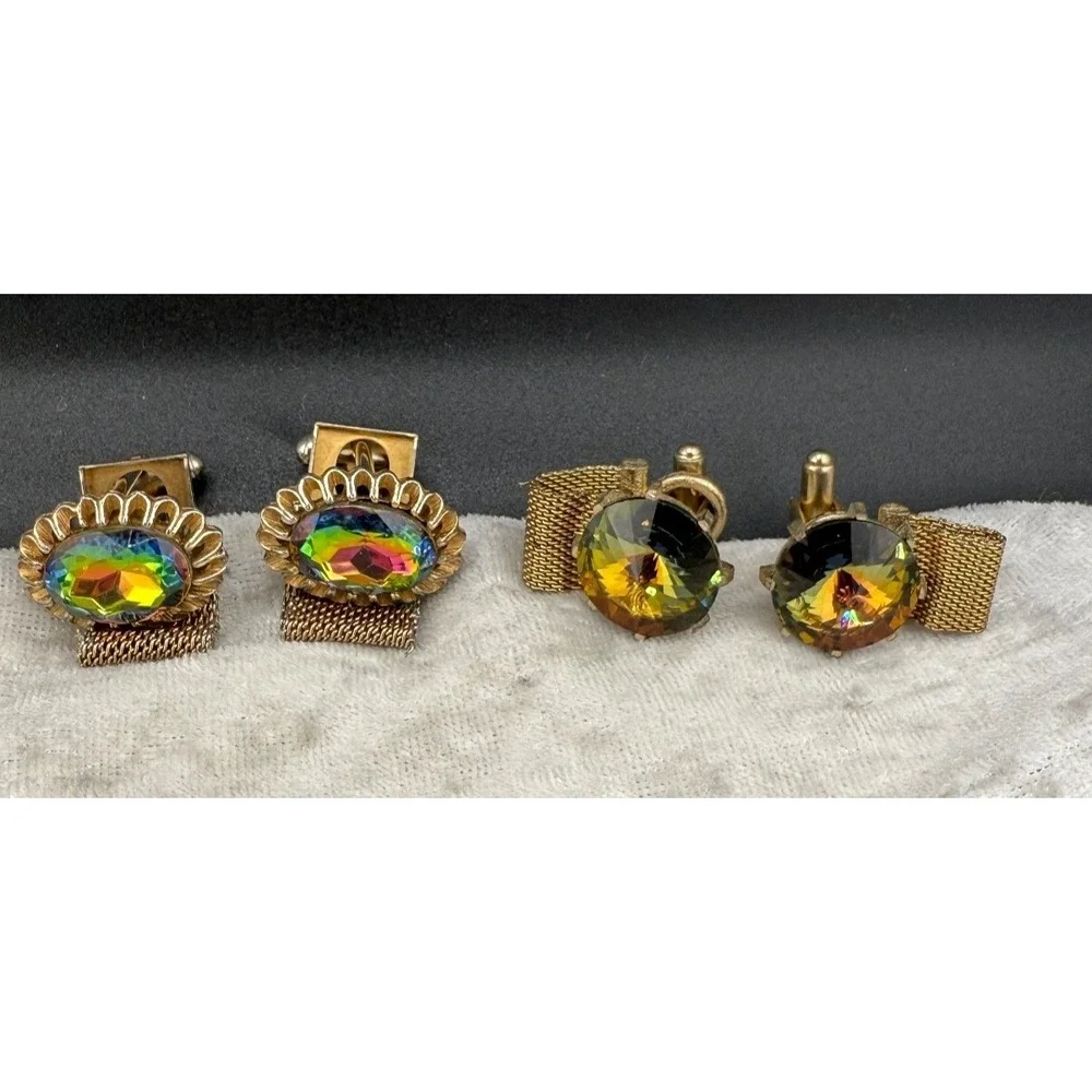 Vintage‎ Watermelon Cufflinks Lot Rivoli Gold Tone